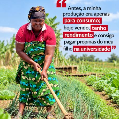 “Antes, a minha produção era apenas para consumo; hoje vendo, tenho rendimento e consigo apoiar o meu filho na universidade"